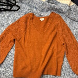 LOFT Women's V-Neck Sweater in Rich Orange